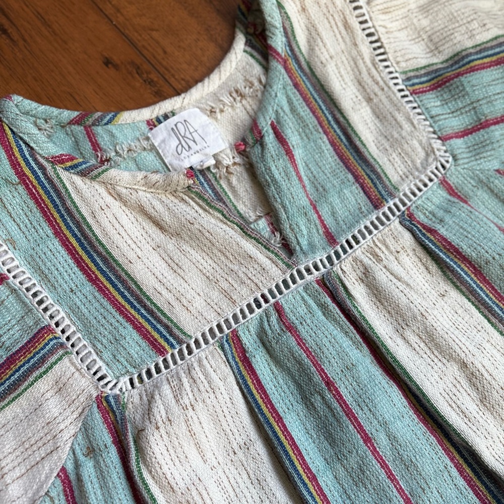 Women's Anthropologie dRA Striped frayed sleeve boho top. Size Small - Picture 2 of 7